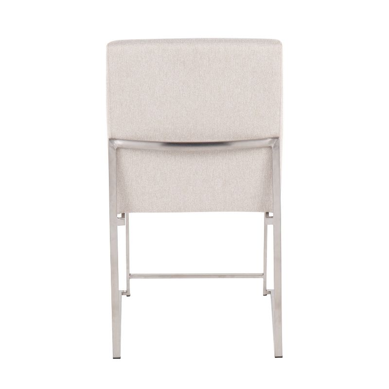 Set of 2 Highback Fuji Polyester/Stainless Steel Dining Chairs Beige - LumiSource, 6 of 12