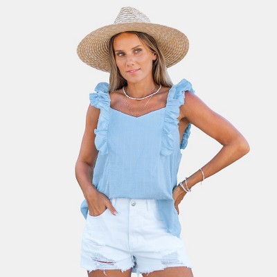 Women's Chic Ruffled Sleeveless Top with Backless Tie Detail - Cupshe