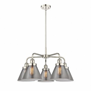 Cone - 5 Light Stem Hung Chandelier In Art Deco Style-15 Inches Tall and 25.75 Inches Wide - 1 of 1