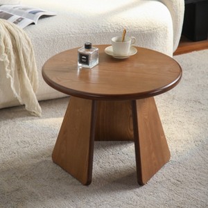 23.23 Inch Round Wood Side Table with Three Slanted Legs Retro Modern ...