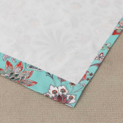 Audrey Turquoise and Coral Polyester Rod Pocket Valance