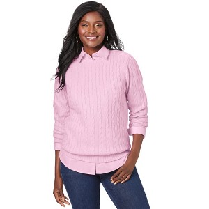 Jessica London Cable Crewneck Sweater - 1 of 4