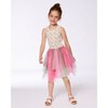 Deux par Deux Girl Bi-Material Cotton and Mesh Dress Small Flowers and Multicolored Gradient Skirt - 2 of 4