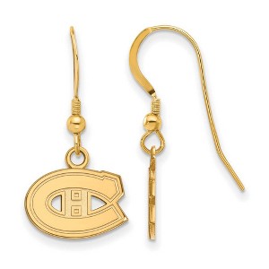 Black Bow Jewelry 14k Yellow Gold Plated Sterling Silver Montreal Canadiens NHL Dangle Earrings - 1 of 3