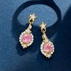 Ross-Simons 0.60 ct. t.w. Pink Sapphire and .16 ct. t.w. Diamond Drop Earrings in 14kt Yellow Gold - 3 of 4