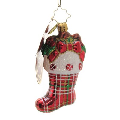 Christopher Radko 3.5" Classic Country Stocking Gem Ornament Christmas  -  Tree Ornaments