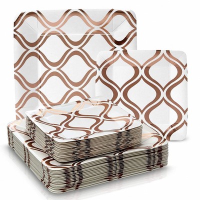 Silver Spoons Elegant Disposable Paper Plate Set for Party, Includes 18 Dinner Plates (10.25”) & 18 Side Plates (7.5”) – Moroccan
