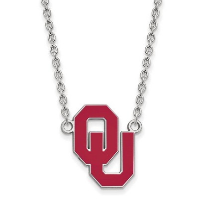 Black Bow Jewelry Sterling Silver Oklahoma Sooners NCAA Necklace 18 Inch