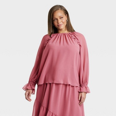 Women's Long Sleeve Ruffle Blouse - A New Day™