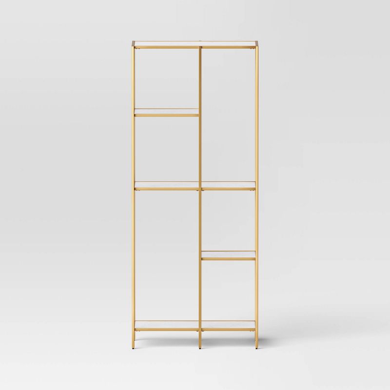 72&#34; 3 Shelves Faux Marble and Metal Book Rack Gold - Threshold&#8482;, 5 of 7
