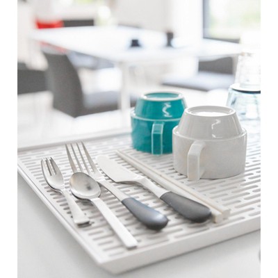 White Plastic Slim Kitchen Dish Drainer Mat