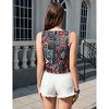 Coolmee Women's Casual Vests Tops V Neck Sleeveless Fashionable Floral Jacquard Tie Front Tops Fashion Cropped Party Vests S Multicolor - 3 of 4