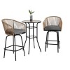 VYNXARIA 3pcs Outdoor Bar Set, Patio Bar Table and Chairs Set, Bar Height Patio Set£¬Gray - 2 of 4