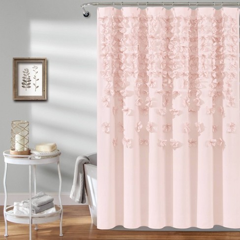 Lucia Scattered Flower Textured Shower Curtain Blush - Lush Décor : Target