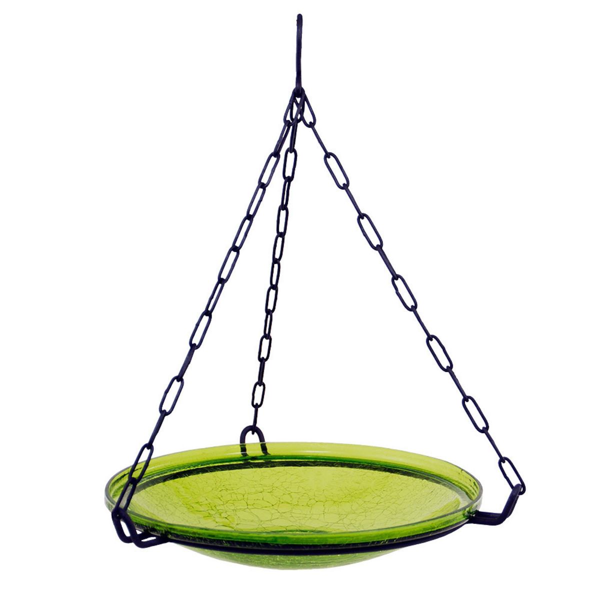 17" Diameter Reflective Crackle Glass Hanging Birdbath Bowl Fern Green - Achla Designs: Weather-Resistant, No Assembly Required - thumbnail 2