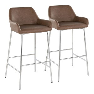 Contemporary Bar Stool with Backrest and Metal Frame for Kitchen Island or Home Bar, Set of 2 - 1 of 4