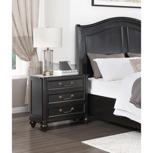 Gulches Collection Nightstand 3 Drawers, Charcoal Brown Finish, Birch Veneers, 26"Wx17"Dx27"H, 1pc Only - 1 of 4