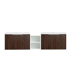 ChicFurnit Bathroom Vanity 72 Inch Vanity with Sink and Soft Close Doors for Bathroom Storage, Brown, 71.1"*18.1"*19.3" - 1 of 4