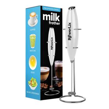 Double Whisk Milk Frother Handheld with Foamer Cup, Upgrade Motor, High  Powered
