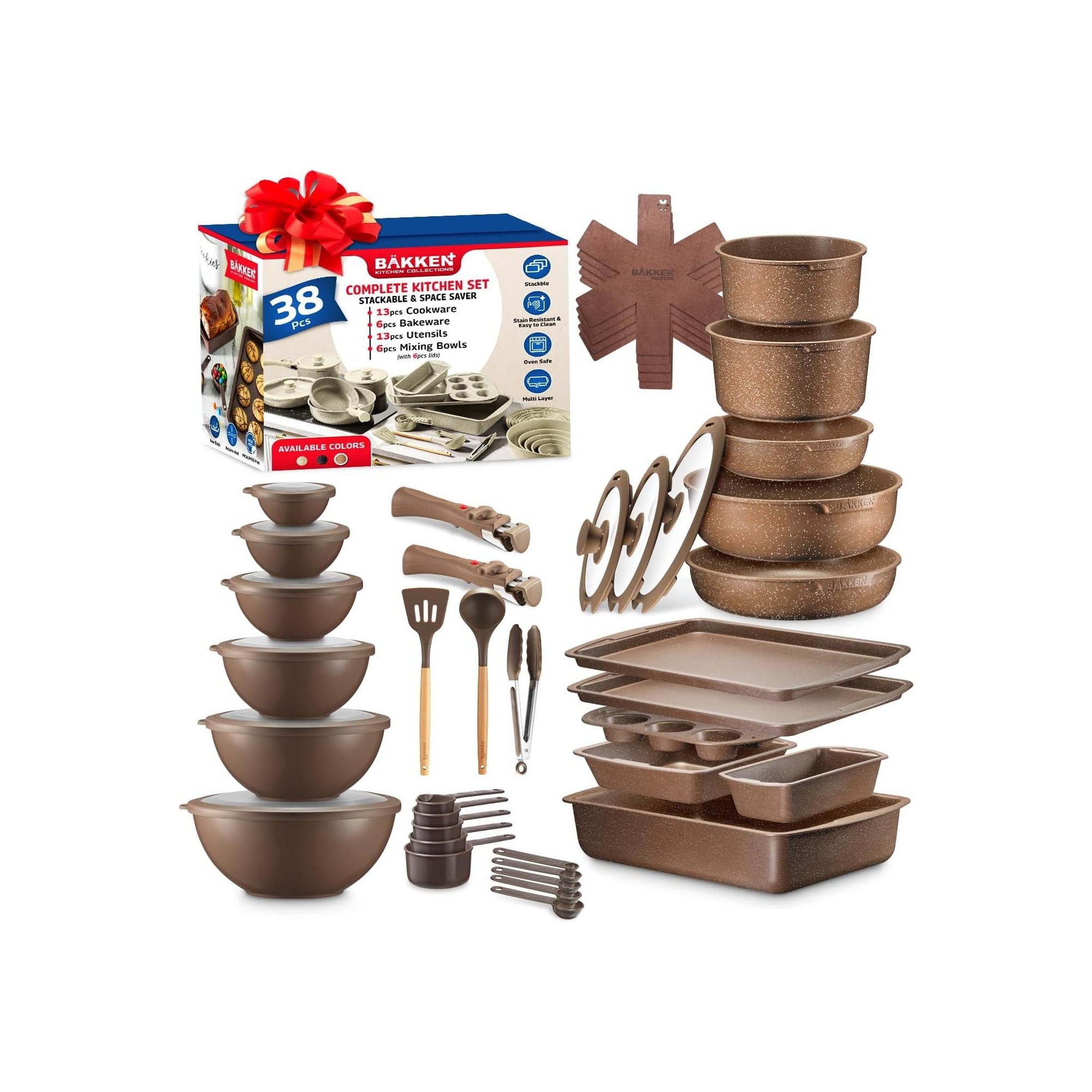 38PCS COOKWARE SET - brown