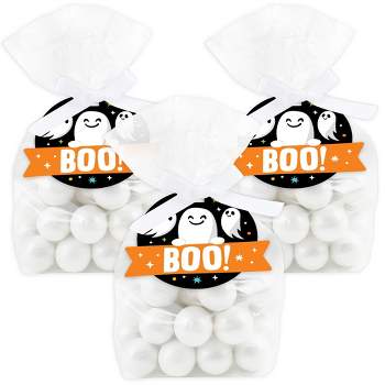 Big Dot of Happiness You've Been Booed - Ghost Halloween Party Clear Goodie Favor Bags - Treat Bags With Tags - Set of 12
