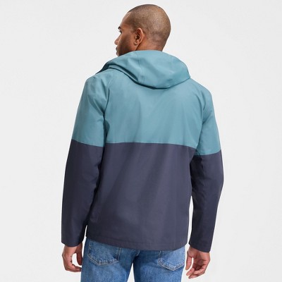 Lands' End Men's Waterproof Colorblock Raincoat - X Large - Tide Pool/Navy — фото 2