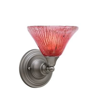 Toltec Lighting Any 1 - Light Sconce in  Brushed Nickel with 7" Raspberry Crystal Shade