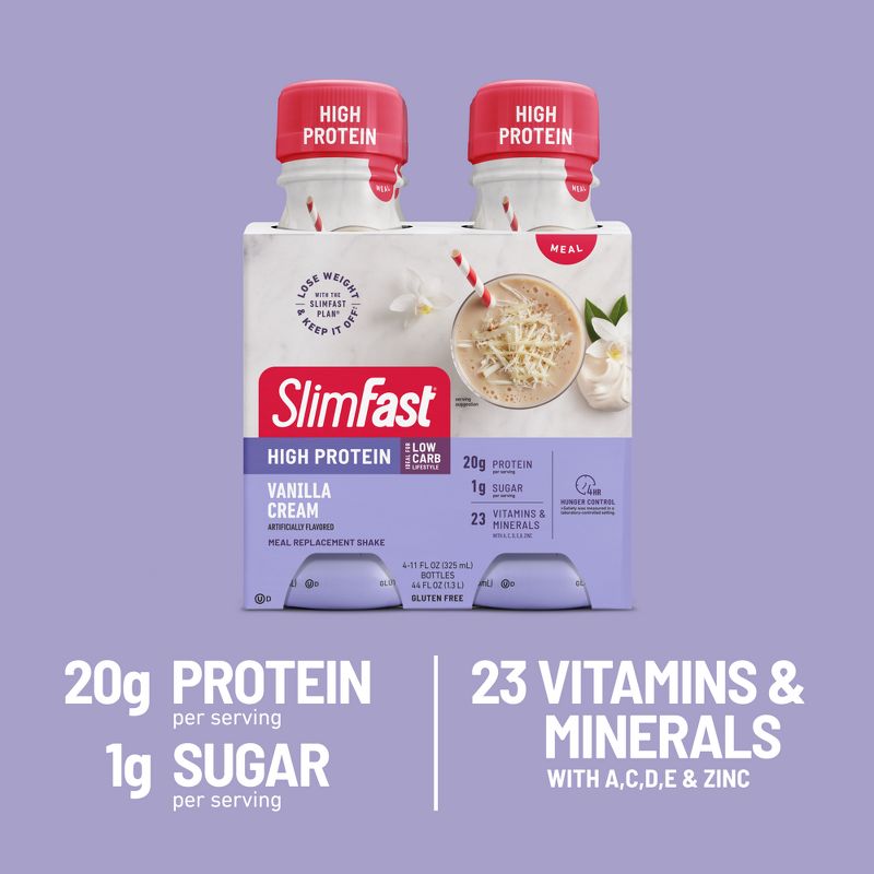 SlimFast High Protein Meal Replacement Shake - Vanilla Cream - 11 fl oz/8pk, 3 of 7