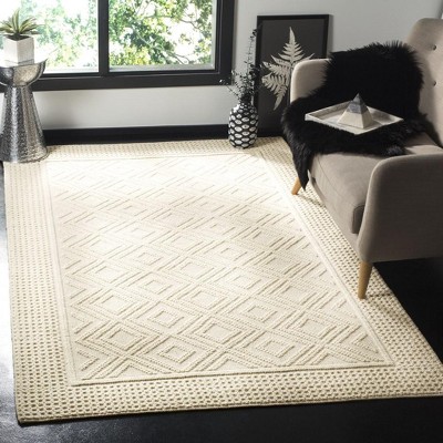 Ivory Hand-Knotted Wool Rectangular 6' x 9' Area Rug