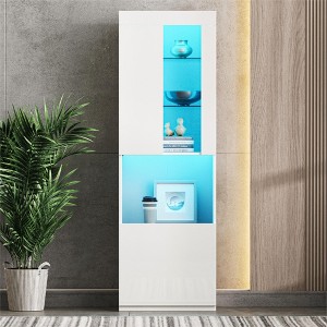 67"H Storage Cabinet Pantry Cabinet Display Cabinet Bookcase with LED Lights, Acrylic Door, Open Countertop and Tempered Glass Shelves-ModernLuxe - 1 of 4