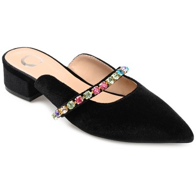 Journee Collection Womens Jewel Mules Pointed Toe Slip On Flats Black 6 ...