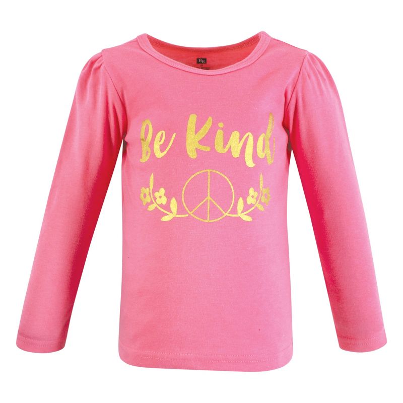 Hudson Baby Infant and Toddler Girl Long Sleeve T-Shirts, Be Kind, 3 of 8