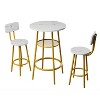 CAVINAS 3 Piece Bar Table and Bar Stools Set, 2 Counter Height Bar Chairs and 1 Round Dining Table with Middle Shelf for Pub, Dining Room - 2 of 4