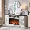 SinCiDo 70" Farmhouse Fireplace TV Stand, for 80" TV, w/ 36" Electric Fireplace, w/ Remote Control & 3D Flame, 2 Drawers, Adjustable Partition - 2 of 4