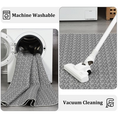 Garvee Washable Braided Print Area Rug - Non-Slip Backing, Low Pile Ultra-Thin Carpet for Living Room, Bedroom, and Dining Room