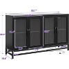 55" Modern Sideboard Buffet with Power Outlet & LED Lights - 4-Door Storage Cabinet with Adjustable Shelves - 2 of 4