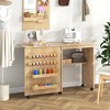 Tangkula Folding Sewing Table w/ Compact Design Storage Shelf 2 Trays & 18 Pegs Natural - 2 of 4