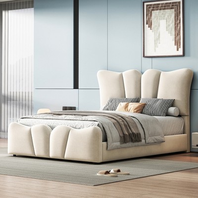 NicBex Twin/Full Size Upholstered Bed Frame with Velvet Headboard and Footboard,Modern Platform Bed with Wooden Slats Support,No-Noise,Easy Assembly