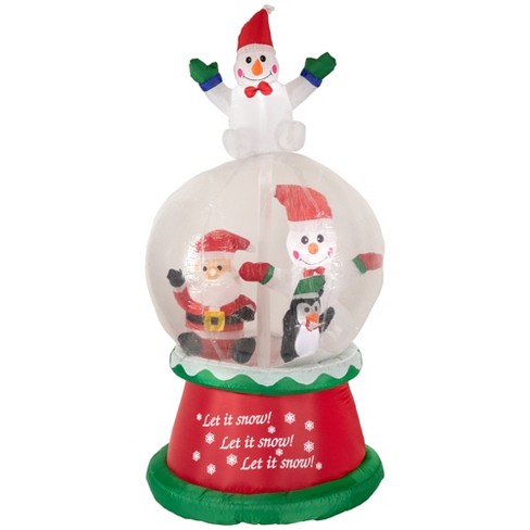 Northlight 6.75ft Lighted Inflatable Santa And Friends Snow Globe ...