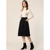 INSPIRE CHIC Women's Casual Solid Faux Suede Pockets Stretch A-line Midi Skirt with Belt - 2 of 4