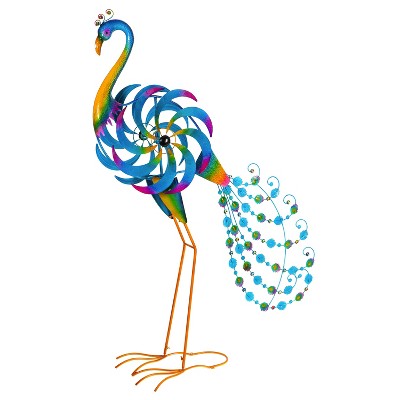 Evergreen 68"H Statement Peacock Wind Spinner