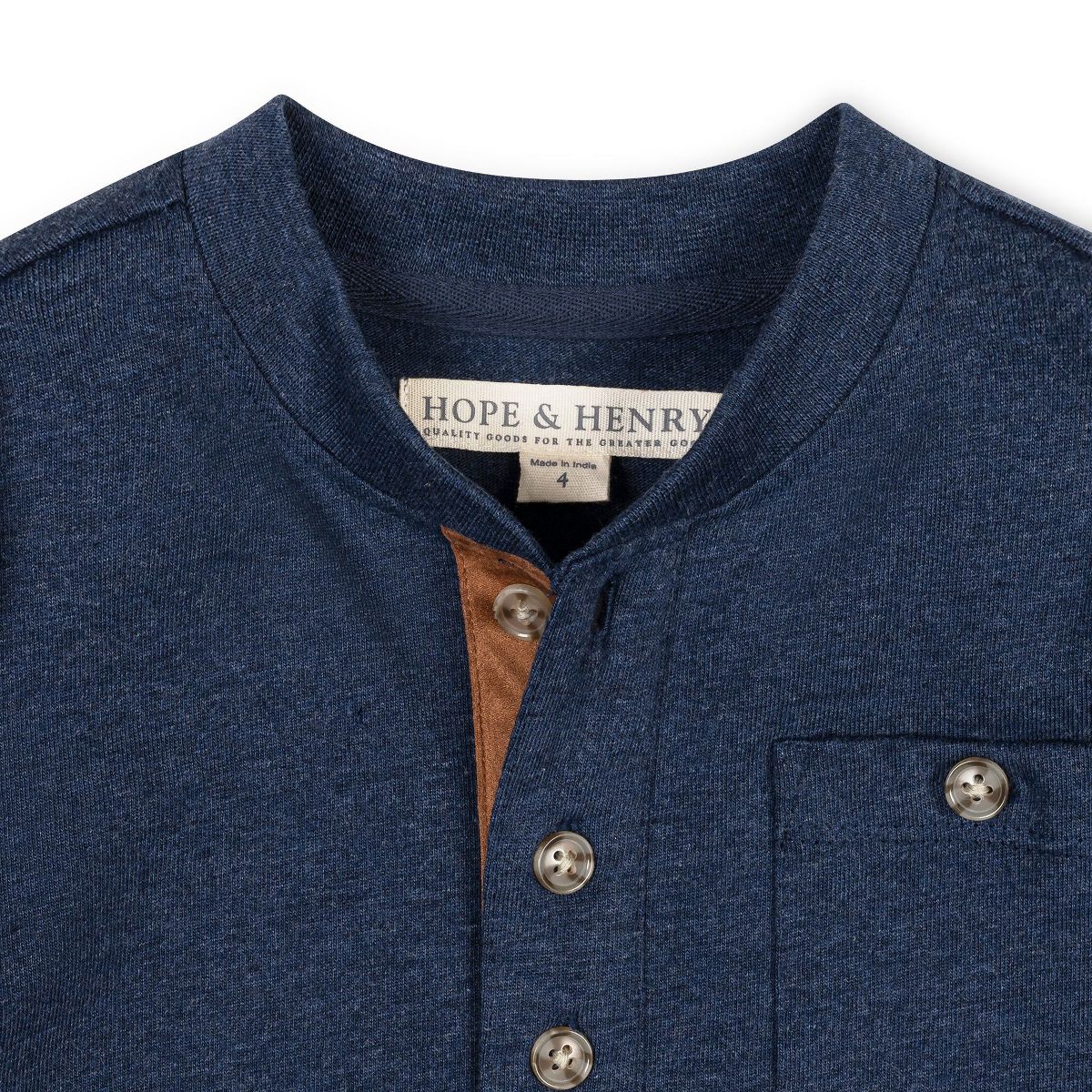 Hope & Henry Organic Long Sleeve Henley Pocket Tee, Kids - thumbnail 5