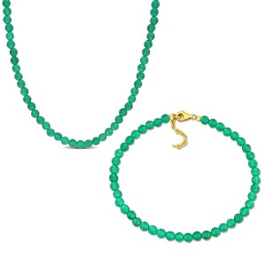 EVERLY JEWELRY | Silver Gemstone Necklace and Bracelet Set, 19 in + 8.25 in- Multiple Gemstone & Metal Color Options - 1 of 4