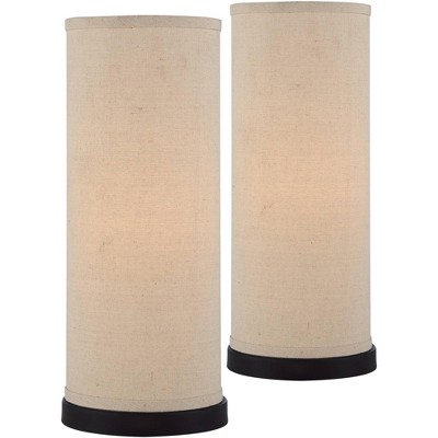 360 Lighting Katy Oatmeal Shade Cylinder Accent Lights Set of 2