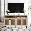 Parrot Uncle 56 in. Beige Farmhouse TV Stand with Storage TV Table Top - 2 of 4