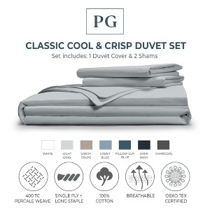 Classic Cool & Crisp 100% Cotton Percale Duvet Cover Set - 1 of 4