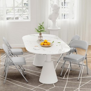 PU Upholstered Foldable Chairs with Metal Frame Hold Up to 350 Pounds, Portable Folding Chairs Suitable for Dining Room, Living Room, Office, Camping - 1 of 4