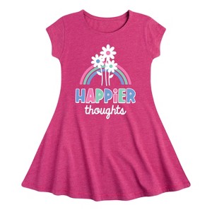 Girls' - Instant Message - Happier Thoughts Fit & Flair Cap Sleeve Graphic Dress - 1 of 4