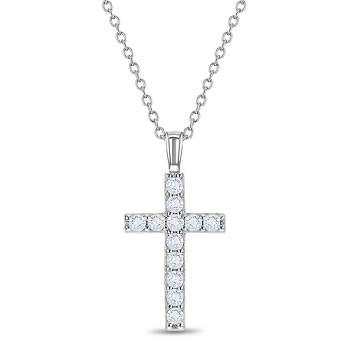 Girls' CZ Stick Cross Sterling Silver Necklace - In Season Jewelry