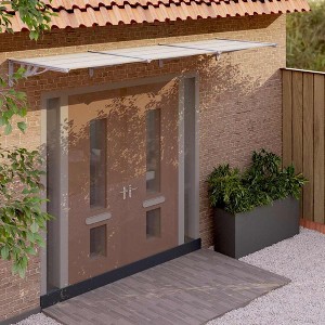 vidaXL Door Canopy Gray and Transparent 141.1"x35.4" Polycarbonate - 1 of 4